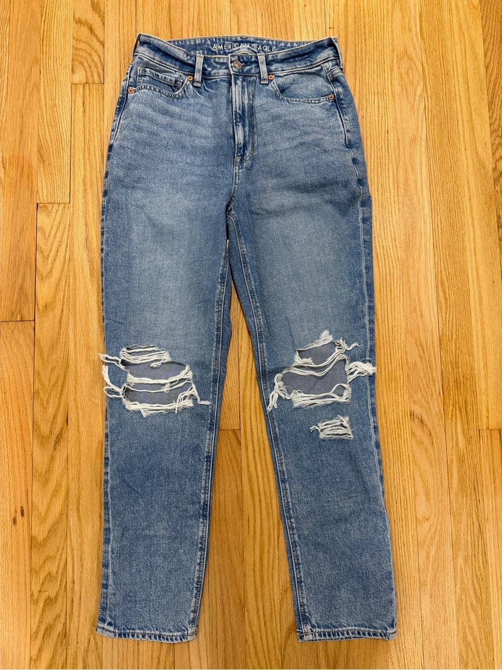 American Eagle Outfitters Light Blue High-Rise Ripped Jeans